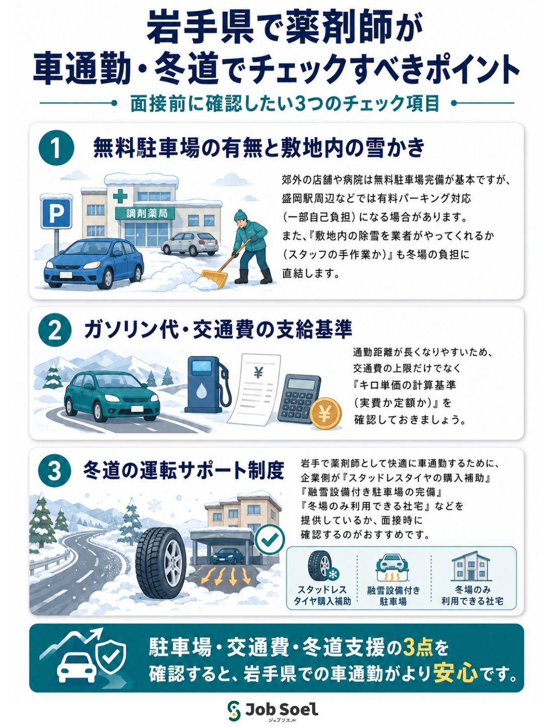 岩手県で薬剤師が車通勤・冬道でチェックすべきポイント