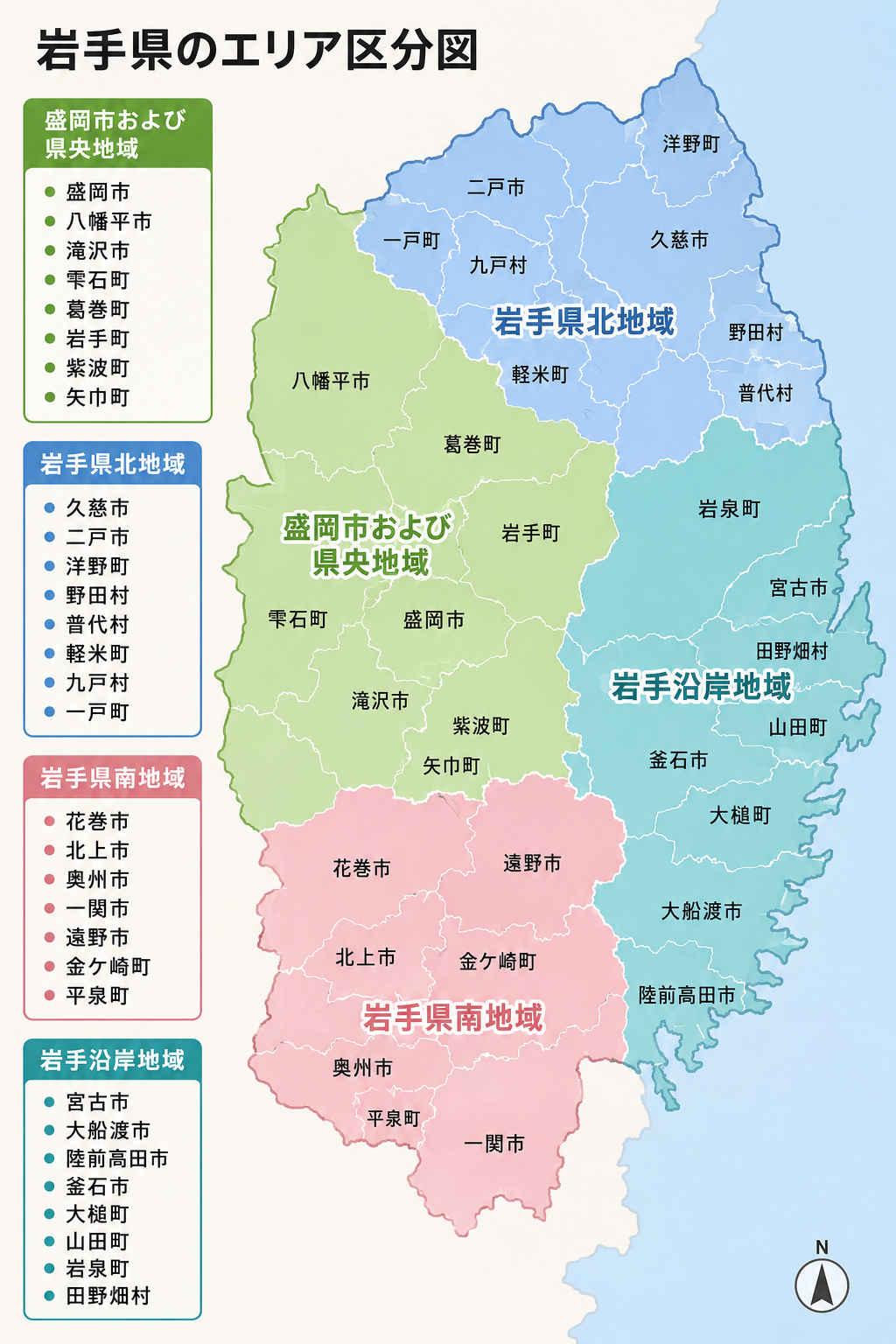 岩手県のエリア区分図