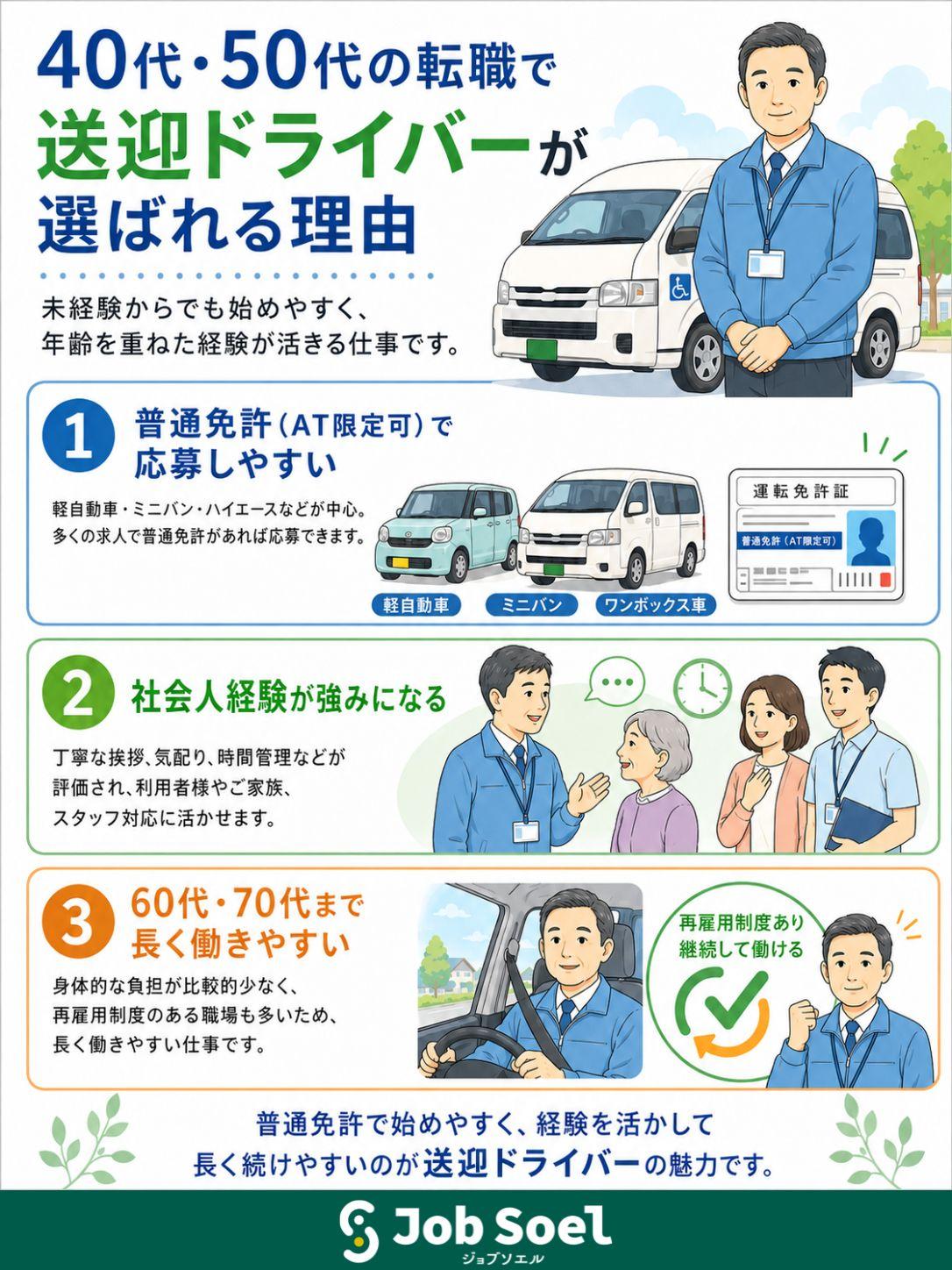 40代50代が送迎ドライバー転職のメリット
