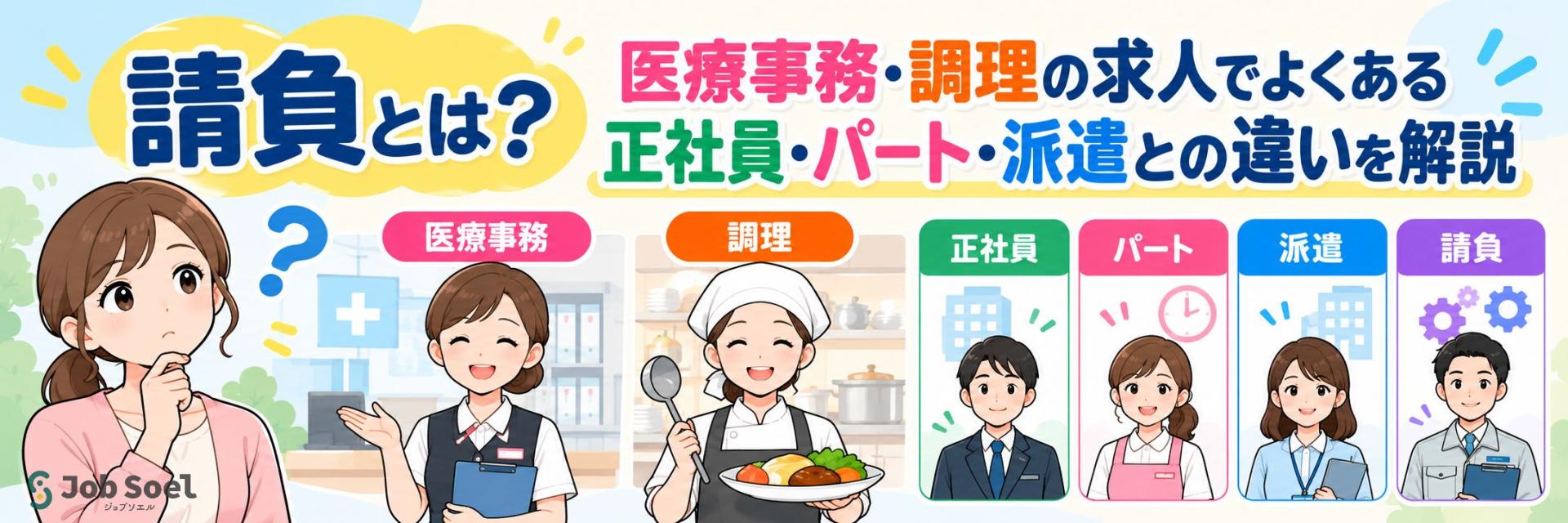 請負とは?医療事務・調理の求人でよくある正社員・パート・派遣との違いを解説