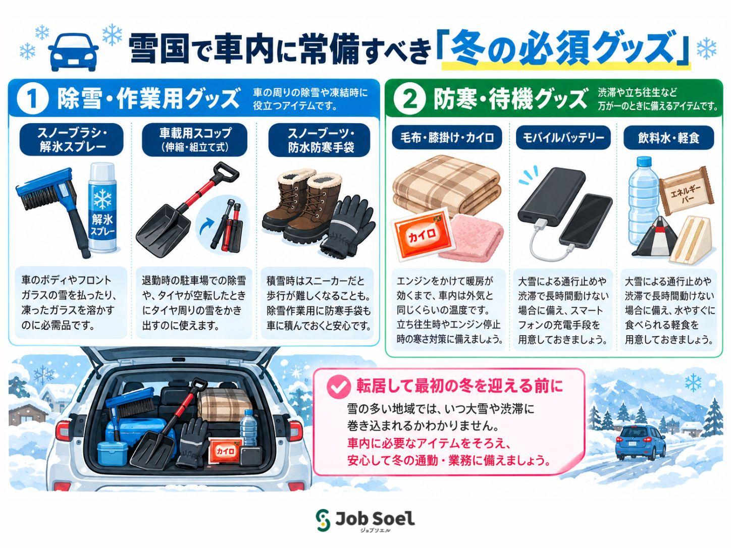 雪国で車内に常備すべき「冬の必須グッズ」